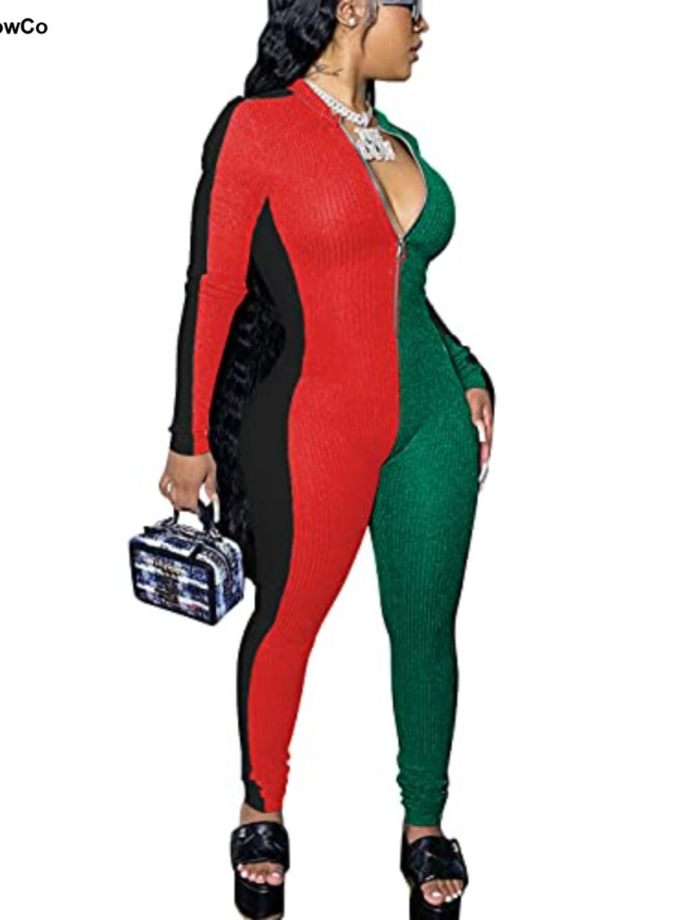 Women's Sexy V Neck Bodycon Jumpsuit Long Sleeve One Piece Party Clubwear